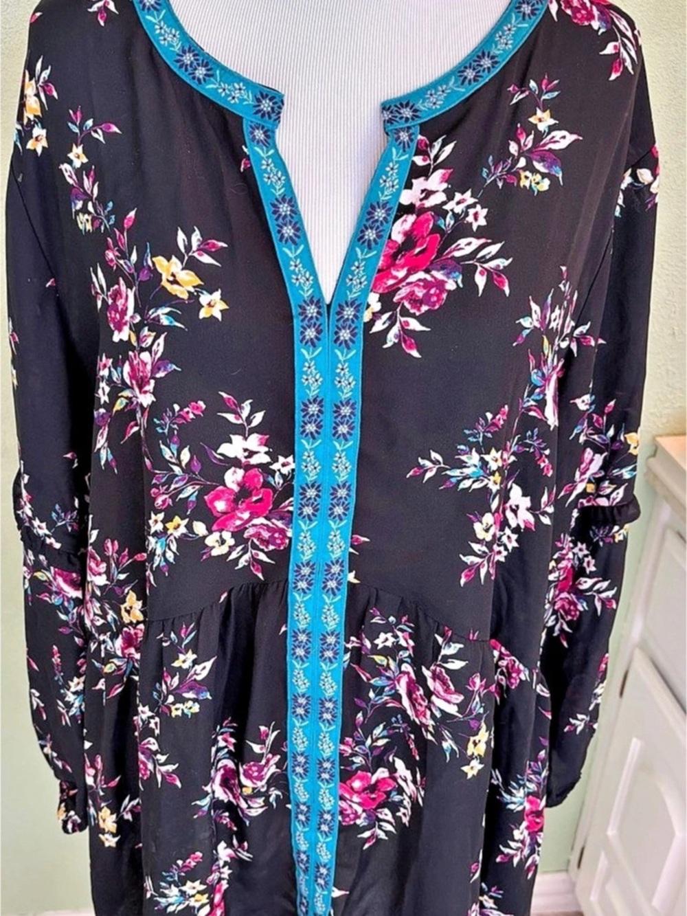 Floral Tunic in Black & Blue